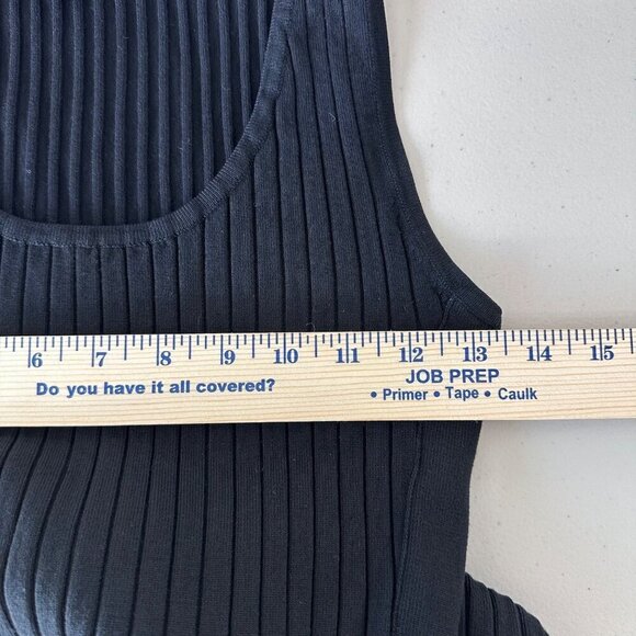 525 America Womens Rib Knit Scoop Neck Sleeveless Stretchy Dress Size M Black - Picture 11 of 13